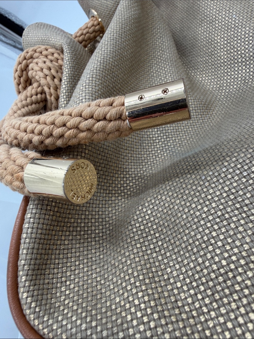 Michael Kors‎ Beige Canvas Rope-Handle Tote with Leather Trim NWT - Picture 8 of 9